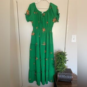 Floral‎ Green Maxi Dress
